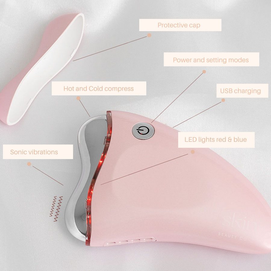 Gua sha face massaging and sculpting device. features & benefits - skiin beauty co